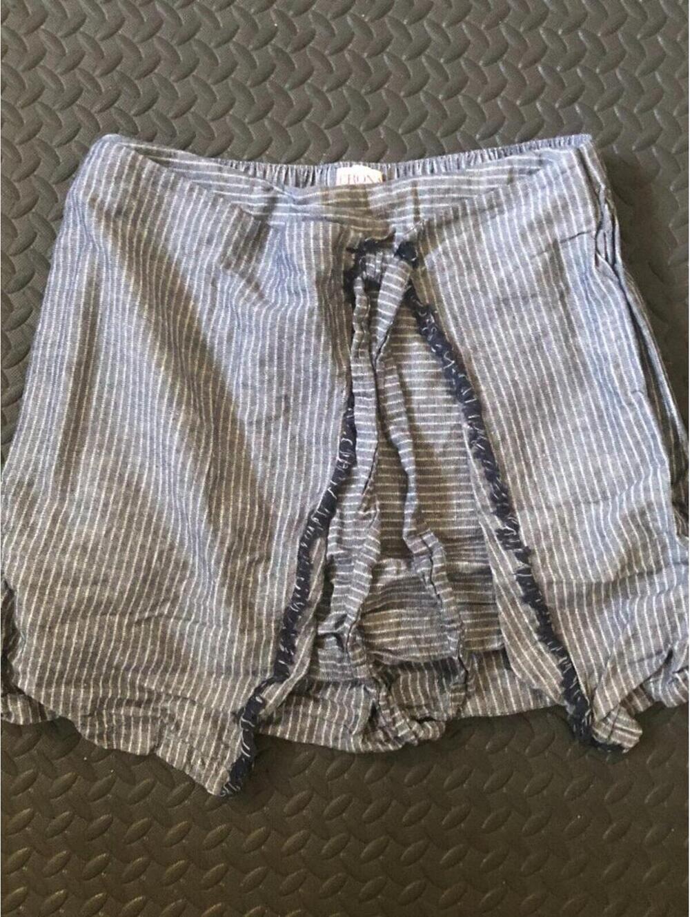MERONA STRIPED RAW EDGE WRAP MINI SKIRT SIZE MEDIUM